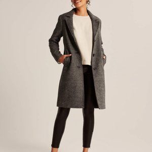 Abercrombie Wool-Blend Dad Coat / Grey / Small